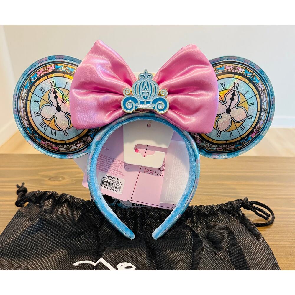 2026 Loungefly Disney Cinderella Stained Glass Ears Headband NWT In Hand
